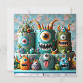 KOOKY ONE EYED MONSTERS THEMA KINDEREN VERJAARDAGS KAART (Voorkant)