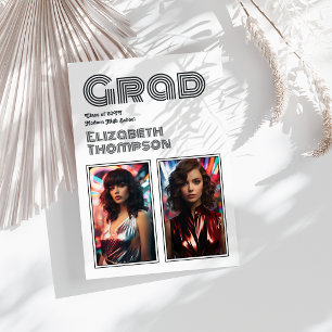 Kool 70s typografie Retro Disco Afstudeerfeest Kaart