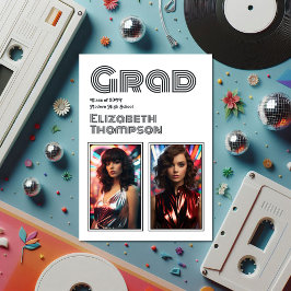 Kool 70s typografie Retro Disco Afstudeerfeest Kaart