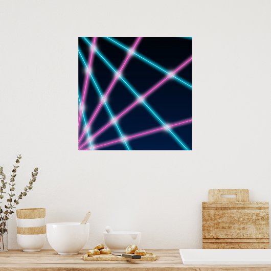 Kool 80s Laser School-portret achtergrond Poster (Keuken)