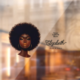 Kool Afro-ontwerp voor Afro-Amerikaanse kapsalon Raamsticker