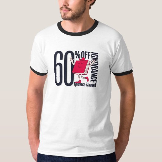 Kool Anti-Onwetendheid Heren Basic Ringer Wit  T-shirt (Voorkant)