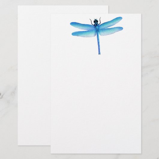Kool Blue Dragonfly Stationery Briefpapier (Voorkant / Achterkant)