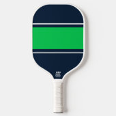 Kool Bold Nautical Navy Lime Green Racing Stripes Pickleball Paddle (Voorkant)