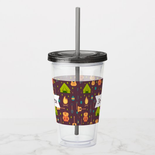Kool Camping Pattern Outdoory Design Acryl Drinkbeker (Rechts)