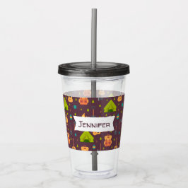 Kool Camping Pattern Outdoory Design Acryl Drinkbeker