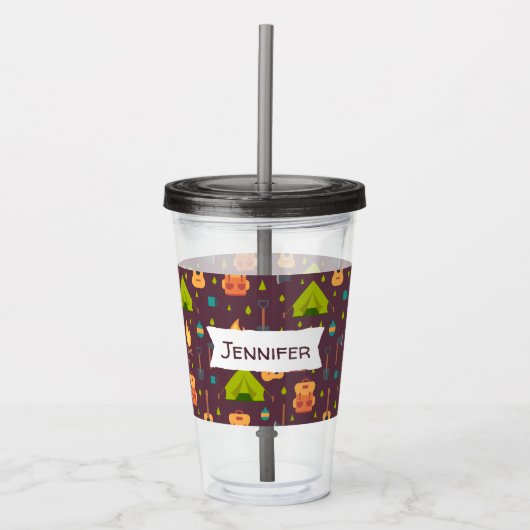 Kool Camping Pattern Outdoory Design Acryl Drinkbeker (Voorkant)