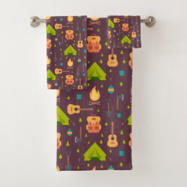 Kool Camping Pattern Outdoory Design Bad Handdoek