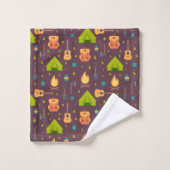 Kool Camping Pattern Outdoory Design Bad Handdoek (Wasdoekje)