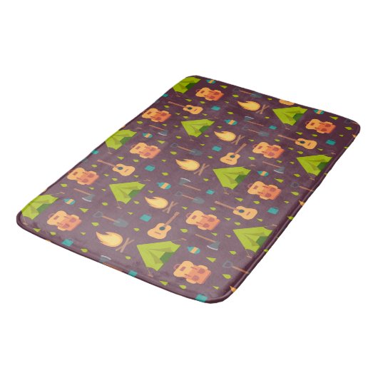 Kool Camping Pattern Outdoory Design Badmat (Gekanteld)