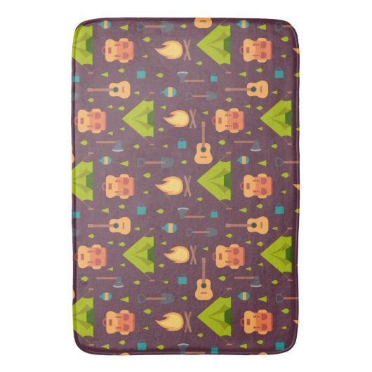 Kool Camping Pattern Outdoory Design Badmat (Voorkant Verticaal)