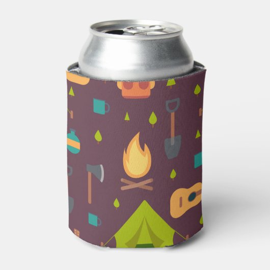 Kool Camping Pattern Outdoory Design Blikjeskoeler (Blikje Voorkant)