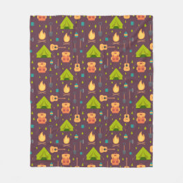 Kool Camping Pattern Outdoory Design Fleece Deken