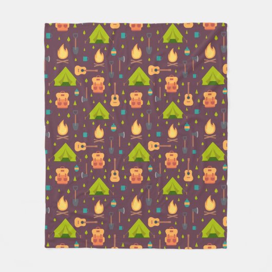Kool Camping Pattern Outdoory Design Fleece Deken (Voorkant)