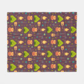 Kool Camping Pattern Outdoory Design Fleece Deken (Voorkant (Horizontaal))