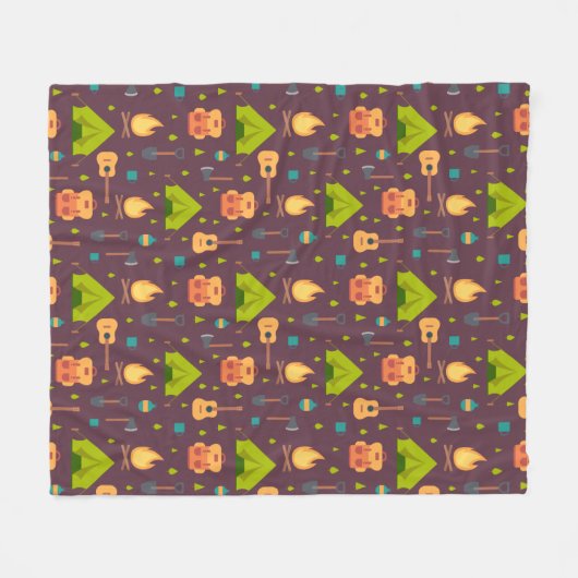 Kool Camping Pattern Outdoory Design Fleece Deken (Voorkant (Horizontaal))