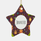 Kool Camping Pattern Outdoory Design Keramisch Ornament (Rechts)