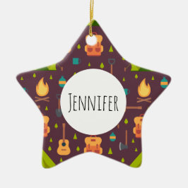 Kool Camping Pattern Outdoory Design Keramisch Ornament