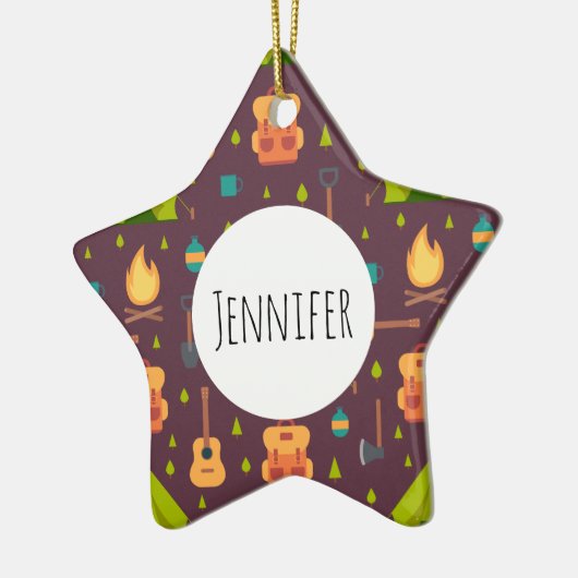 Kool Camping Pattern Outdoory Design Keramisch Ornament (Links)