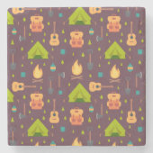 Kool Camping Pattern Outdoory Design Stenen Onderzetter (Voorkant)