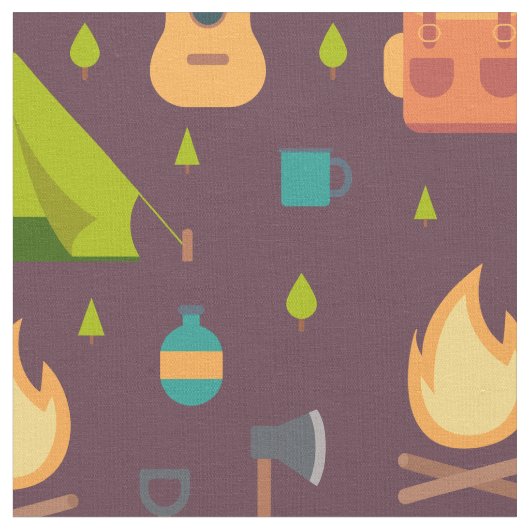Kool Camping Pattern Outdoory Design Stof (Close Up)