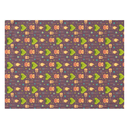 Kool Camping Pattern Outdoory Design Tafelkleed (Voorkant (Horizontaal))