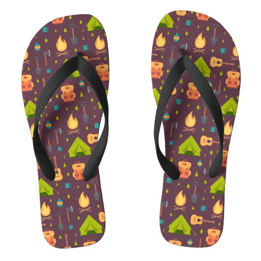 Kool Camping Pattern Outdoory Design Teenslippers (Voetbed)