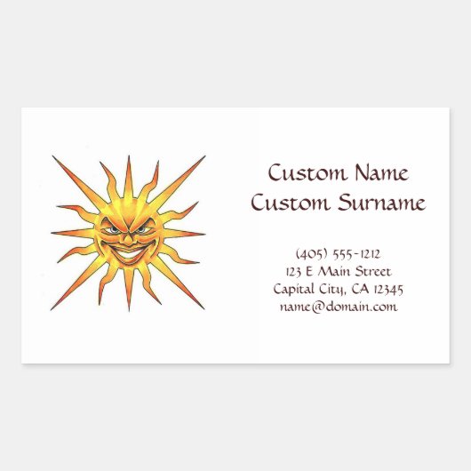 Kool cartoon tattoo symbool kwaadaardig Zonnegezic Rechthoekige Sticker (Voorkant)