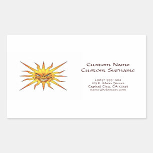 Kool cartoon tattoo symbool kwaadaardig Zonnegezic Rechthoekige Sticker