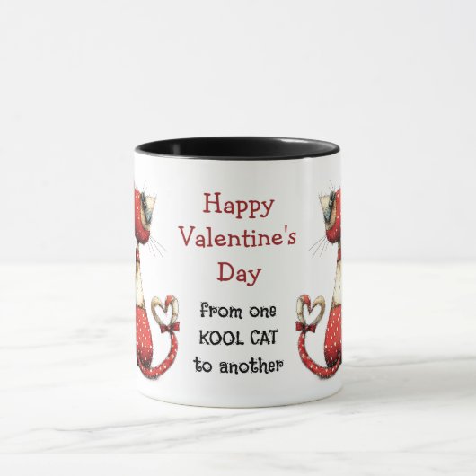 Kool Cat Cute Valentine's Day  Mok (Midden)