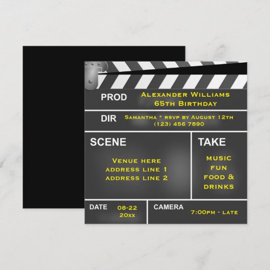 Kool Clapper Board 65th Birthday Kaart (Voorkant / Achterkant)