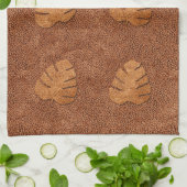 Kool Copper Texture Monstera Leaves Towel Theedoek (Gevouwen)