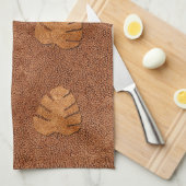 Kool Copper Texture Monstera Leaves Towel Theedoek (Quarter Fold)