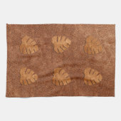 Kool Copper Texture Monstera Leaves Towel Theedoek (Horizontaal)