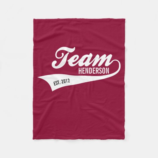 Kool Custom Family Team Name Retro Sports Logo Fleece Deken (Voorkant)