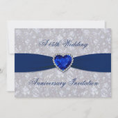 Kool Damask 45e huwelijksjubileum 5x7 uitnodiging (Voorkant)