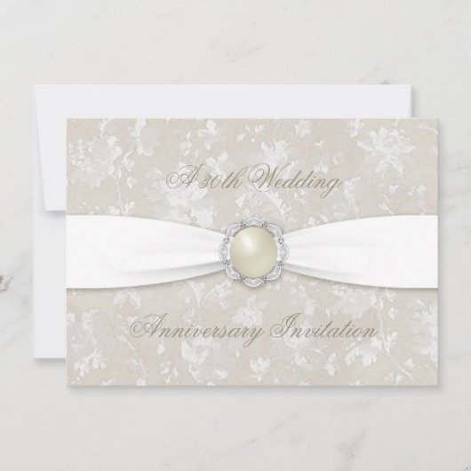 Kool Damast 30 Huwelijksverjaardag 4.5x6.25 Uitnod Kaart (Voorkant)