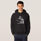 Kool design wolf print voor hem zwart hoodie (Voorkant volledig)
