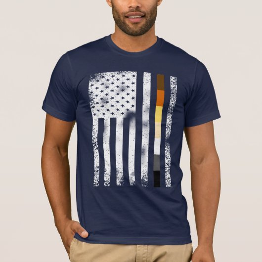 Kool Distress Gay Beren Pride Flag T-shirt (Voorkant)