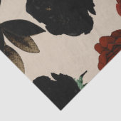 Kool Donker Bloemig Rood & Zwart Beige Botanisch Tissuepapier (Detail)