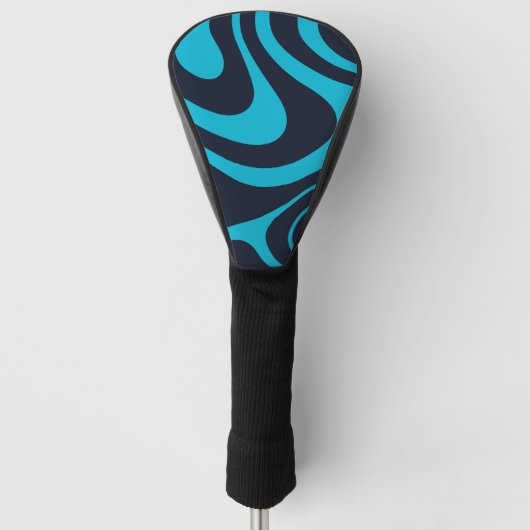 Kool Dynamisch Abstract Blauw Turquoise Wervelinge Golfheadcover (Voorkant)