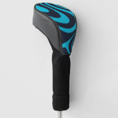Kool Dynamisch Abstract Blauw Turquoise Wervelinge Golfheadcover (Schuin)