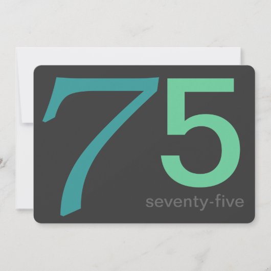 Kool en Blauwe Aangepaste 75e verjaardag Uitnodigi Kaart (Voorkant)