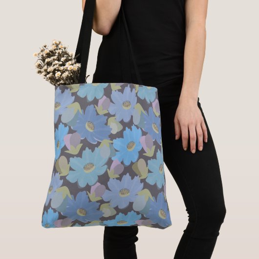 Kool en blauwe Cosmos bloemen Tote Bag (Dichtbij)