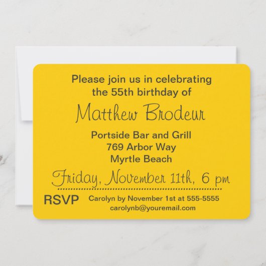 Kool en Geel Aangepast 55e verjaardag Kaart (Achterkant)