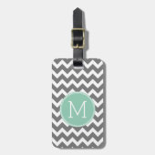 Kool en mint Groene Chevrons Aangepast monogram Bagagelabel (Voorkant verticaal)
