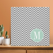 Kool en mint Groene Chevrons Aangepast monogram Canvas Afdruk