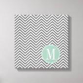 Kool en mint Groene Chevrons Aangepast monogram Canvas Afdruk (Voorkant)