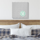 Kool en mint Groene Chevrons Aangepast monogram Canvas Afdruk (Insitu (Slaapkamer))