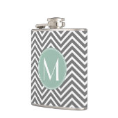 Kool en mint Groene Chevrons Aangepast monogram Heupfles (Links)